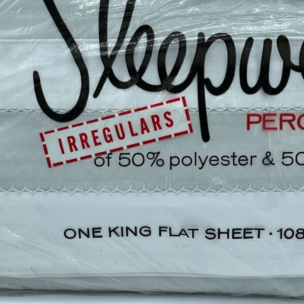 Vintage Sleepwell King Flat Sheet Gray White 108X110